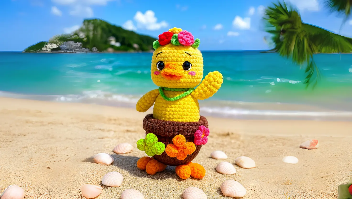 Pato Havaiano Diney Amigurumi