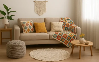 10 ideias de peças de crochê para decorar a sala de estar