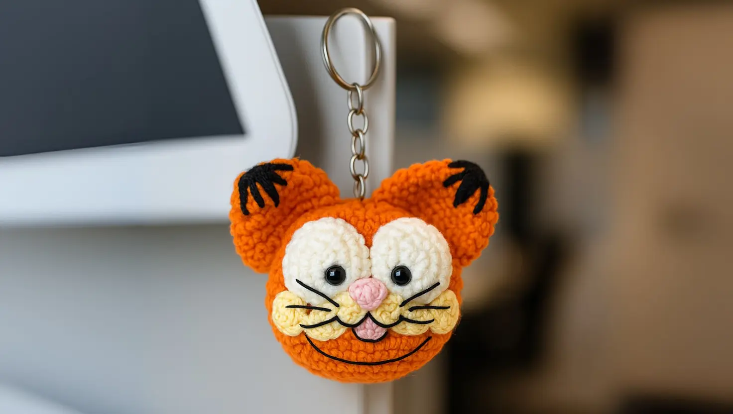 Chaveiro Garfield Amigurumi