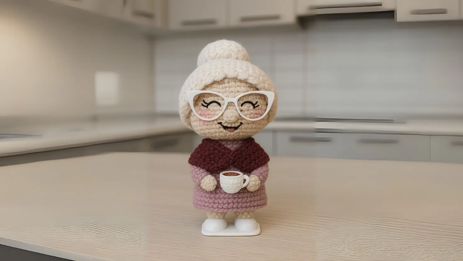 Decore sua mesa com a linda Boneca Dona Aurora Amigurumi