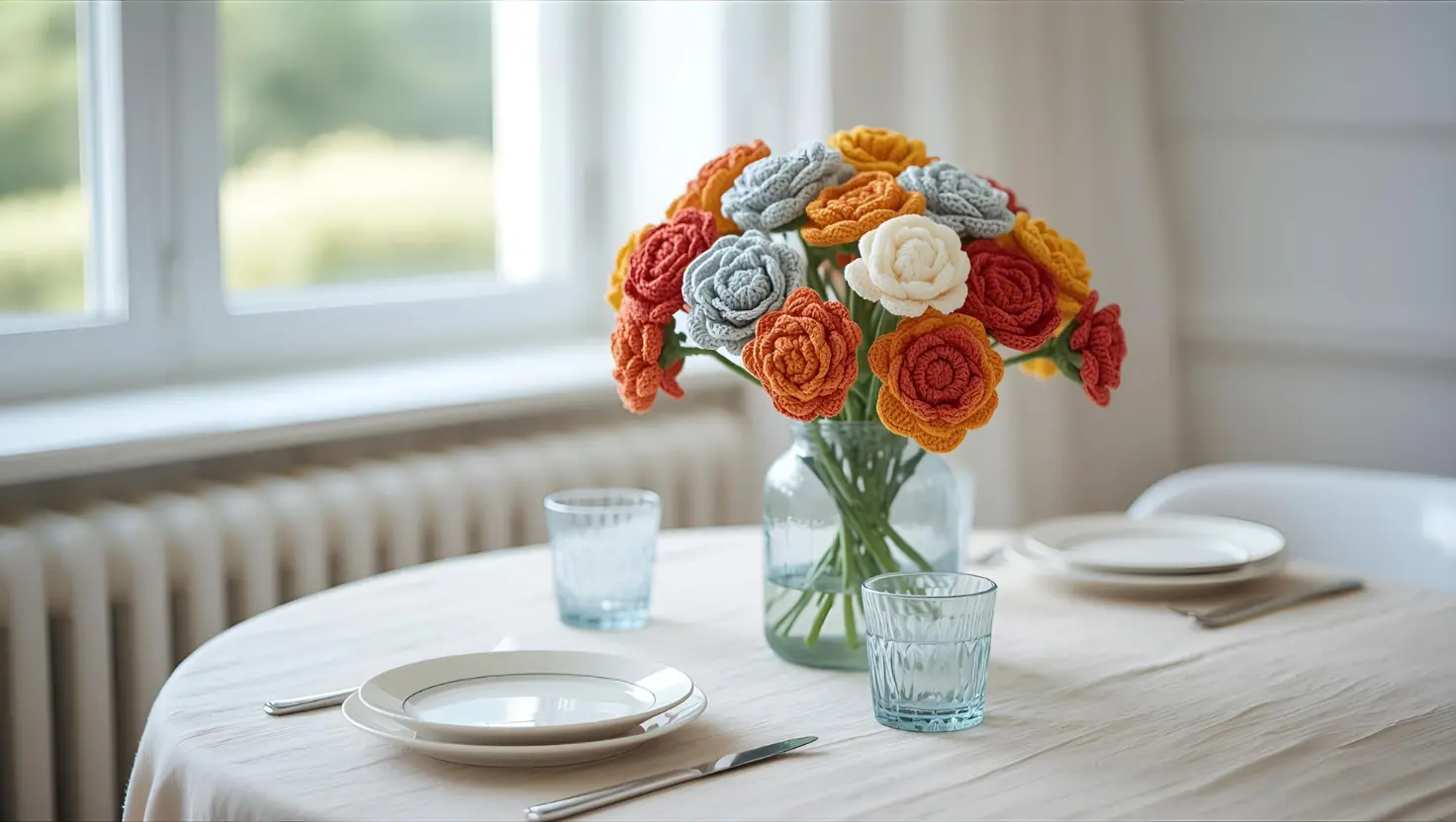 Flores em Crochê para Enfeitar Sua Mesa: Delicadeza, Estilo e Criatividade no Artesanato