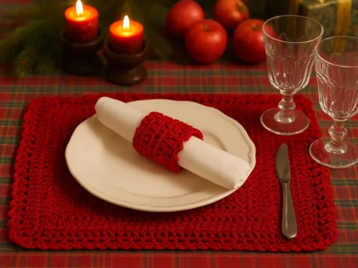 Mesa de Natal com Crochê: Guardanapo e Porta-Guardanapo Lindos para Decorar sua Ceia Mesa de Natal com Crochê: Guardanapo e Porta-Guardanapo Lindos para Decorar sua Ceia