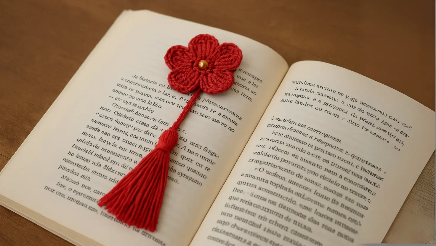 Receita de Marcador de Página em Crochê (Flor com Tassel) (1)