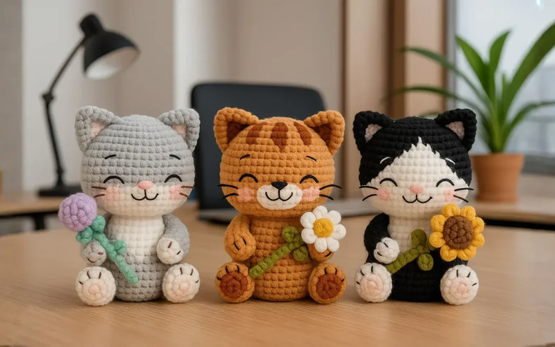 Como Fazer os Lindos Gatinhos com Girassol Amigurumi