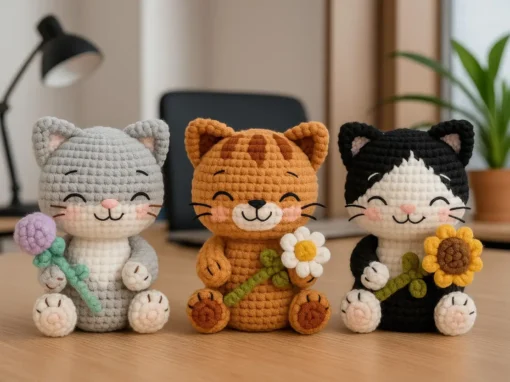 Como Fazer os Lindos Gatinhos com Girassol Amigurumi Como Fazer os Lindos Gatinhos com Girassol Amigurumi