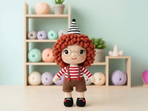 Pipoquinha, a Palhacinha Sorridente: O Amigurumi que Encanta e Diverte Pipoquinha, a Palhacinha Sorridente: O Amigurumi que Encanta e Diverte