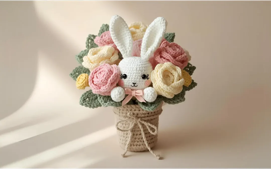 “Saia da Mesmice e Inove com este Encantador Coelhinho no Buquê de Amigurumi”