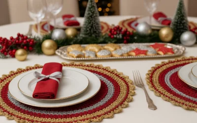 Sousplat Noite Mágica: Transforme Sua Ceia de Natal em Um Espetáculo Inesquecível com Crochê de Luxo!