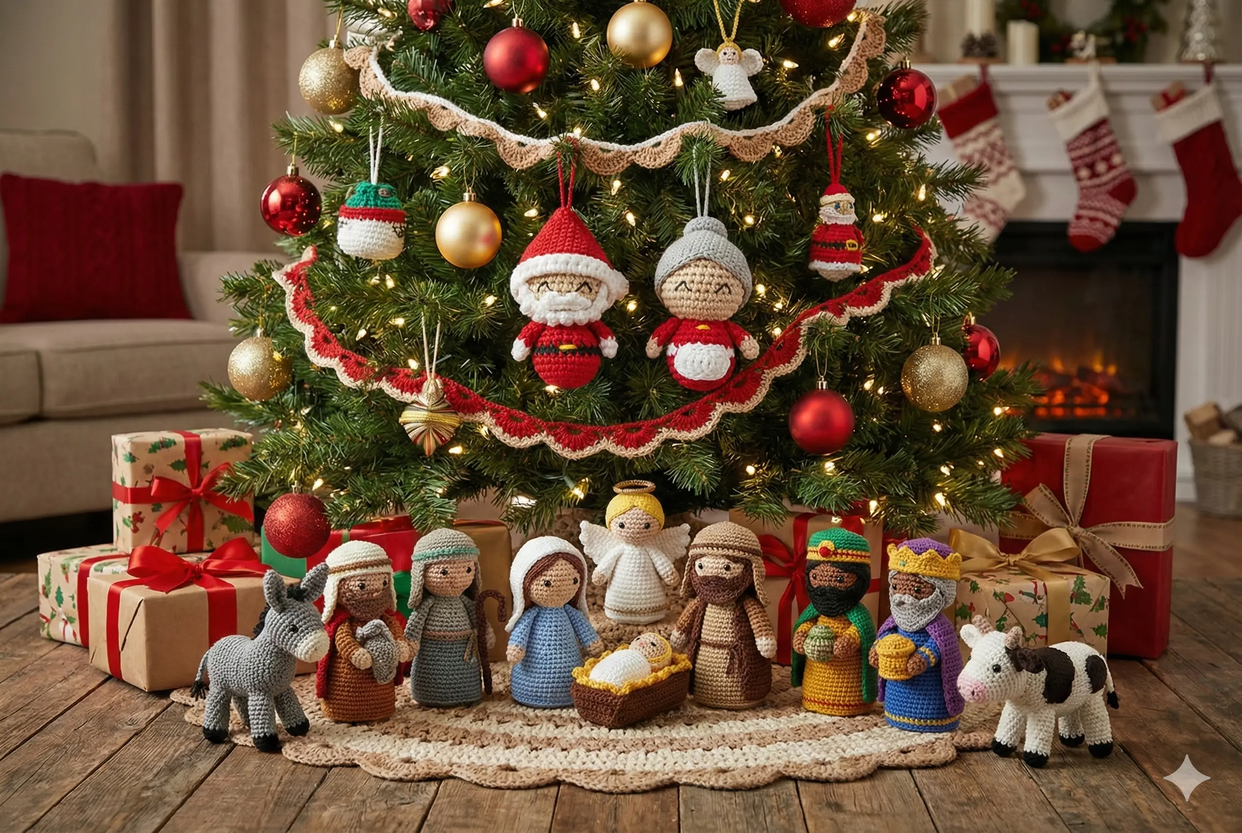 Como fazer Papai e Mamae Noel de croche para enfeitar sua arvore