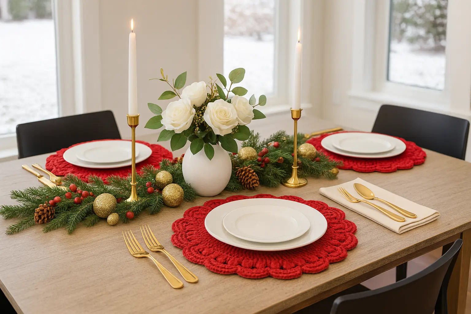 Decore Sua Mesa Natalina com Este Lindo Jogo Americano: Como Transformar Fios em uma Experiência de Luxo