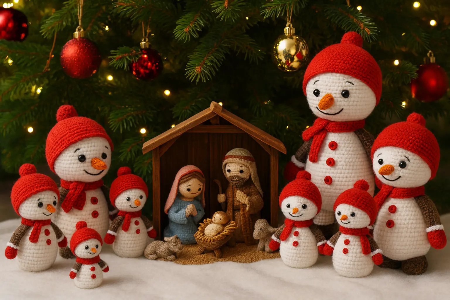 Decore uma Árvore de Natal com Lindos Bonecos de Neve Amigurumi: