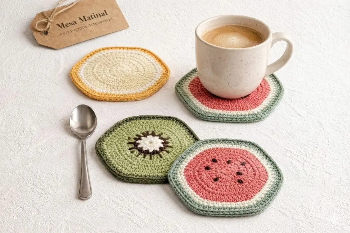 Padrão Porta-copos “Fatias de Café da Manhã”: O Charme que Faltava na Sua Mesa Posta (e no Seu Bolso)