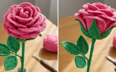 Romance no Ar: Como Fazer uma Linda Rosa de Crochê e Lucrar com a Tendência dos “Buquês Eternos”