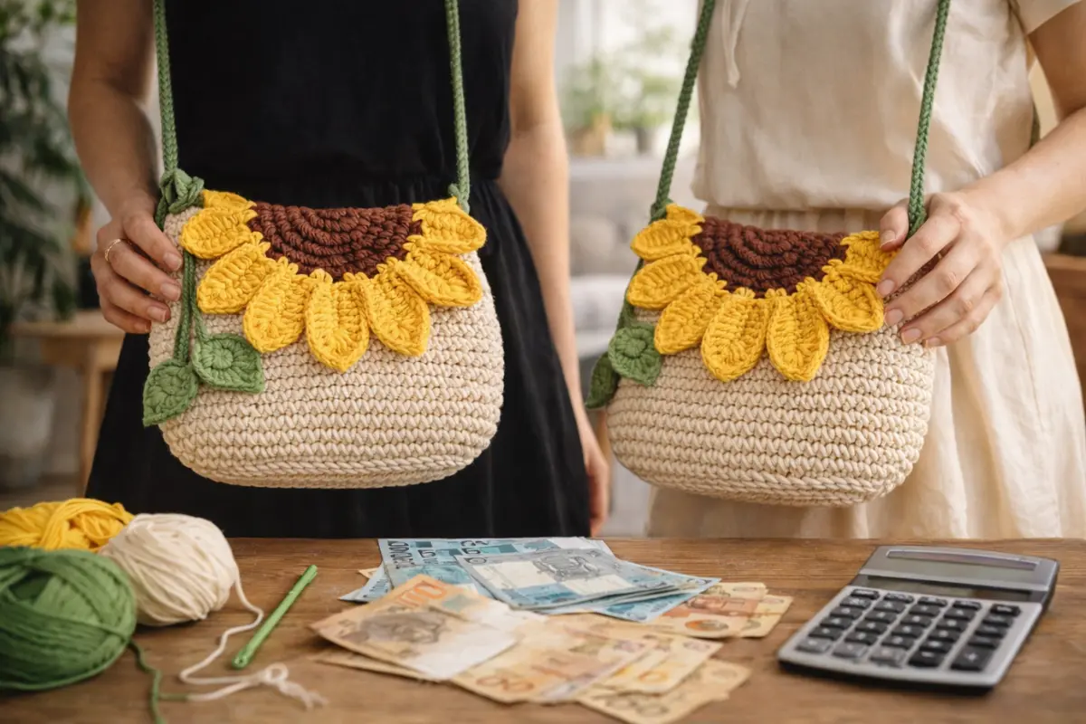 Do Hobby ao Lucro: Como Viver de Crochê com a Bolsa Girassol (Passo a Passo Grátis)
