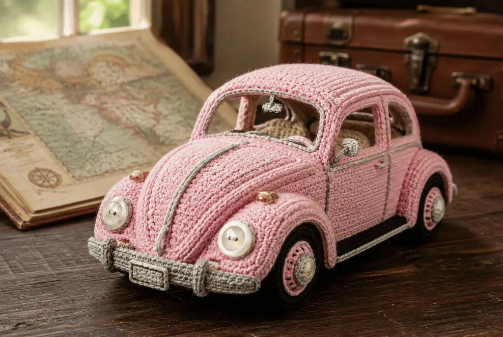 Fusca Vintage de Crochê: Receita Grátis e Passo a Passo Completo em Amigurumi!