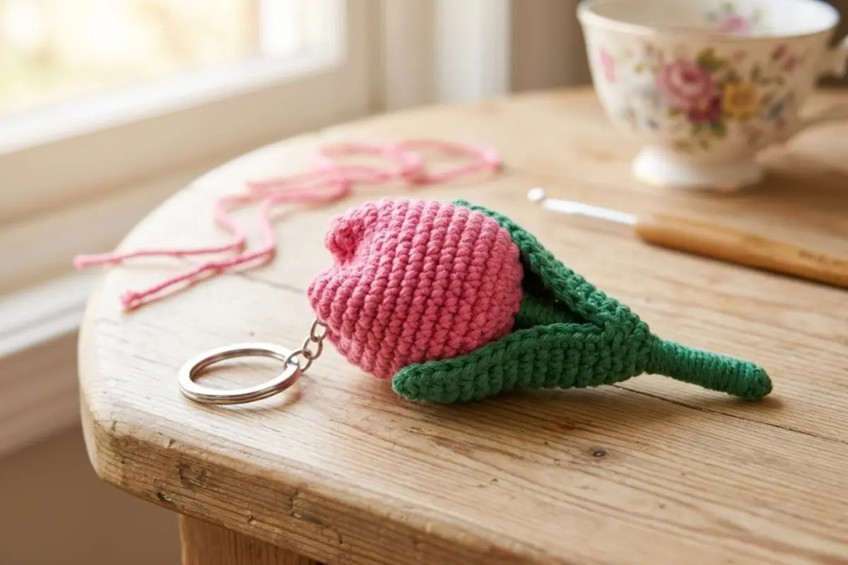 Presenteie Sua Mãe com Essa Linda Tulipa Chaveiro em Crochê e Amigurumi [Receita Grátis e Passo a Passo!]