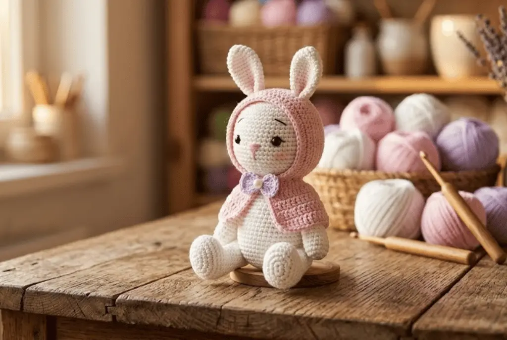 Receita Grátis Amigurumi: Coelhinha de Capuz Rosa