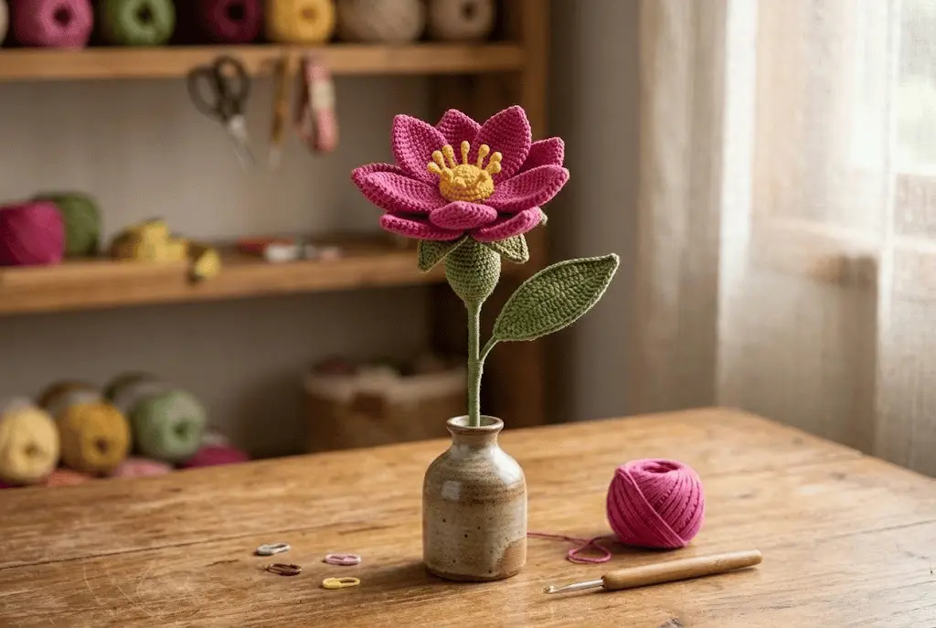 Receita Grátis de Amigurumi: Flor Decorativa