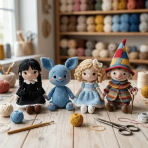 Amigurumis de personagens conhecidos confeccionados artesanalmente em crochê.